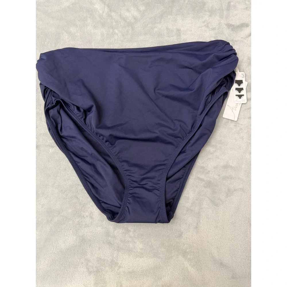 NWT Anne Cole Swim Bottom Womens Navy Convertible Ruched 18W $64